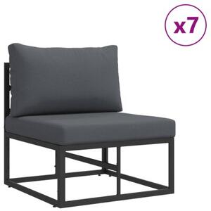 Zestaw sofy ogrodowej z poduszkami w nowoczesnym designie, czarny, aluminiowy