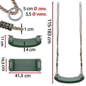 Huśtawka ogrodowa DESKA siedzisko dla dzieci Ciemnozielone 41,5 cm na plac zabaw