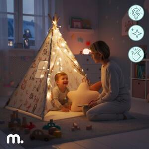Tipi - namiot dla dziecka do pokoju z dywanem, poduszkami i światełkami LED - 135cm
