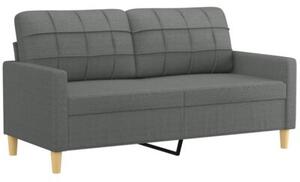 Sofa 2-osobowa z poduszkami, ciemnoszara, 140 cm, tkanina