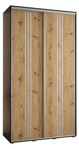 Szafa przesuwna wysoka Davos 6 130, gł. 60 cm czarny + artisan + srebrny