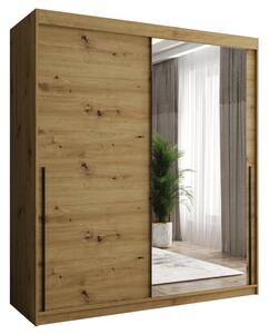 Szafa przesuwna z lustrem Garderoba SIMA T2 180 artisan + u. czarny