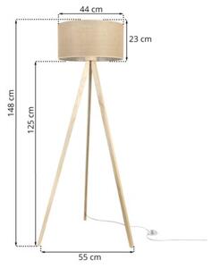 Lampa podłogowa trójnóg naturalny Light Home LH Juta 1xE27 44cm abażur walec beżowy
