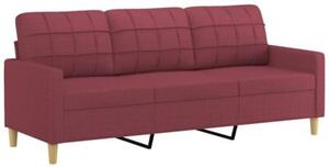 Sofa 3-osobowa z poduszkami, bordowa, 180 cm, tkanina