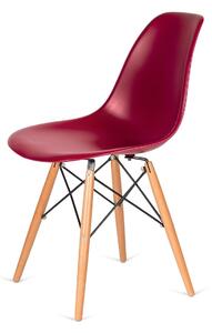 Krzesło DSW WOOD bordowe.36 - podstawa drewniana bukowa