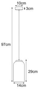 Wisząca lampa z podłużnym szklanym kloszem grafitowa T7-L25