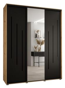Szafa przesuwna wysoka Davos 9 200, gł. 60 cm artisan + czarny + czarny