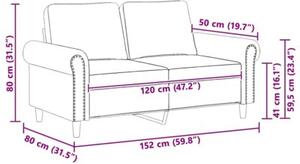 Sofa 2-osobowa, czarna, 120 cm, tapicerowana aksamitem
