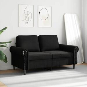 Sofa 2-osobowa, czarna, 120 cm, tapicerowana aksamitem