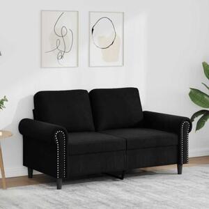Sofa 2-osobowa, czarna, 120 cm, tapicerowana aksamitem