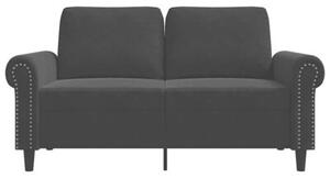 Sofa 2-osobowa, czarna, 120 cm, tapicerowana aksamitem