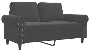 Sofa 2-osobowa, czarna, 120 cm, tapicerowana aksamitem