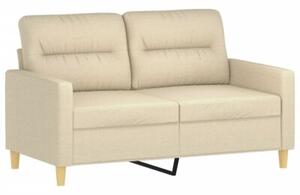 Sofa 2-osobowa z poduszkami, kremowa, 120 cm, tkanina
