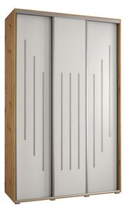 Szafa przesuwna wysoka Davos 8 160, gł. 60 cm artisan + biały + srebrny