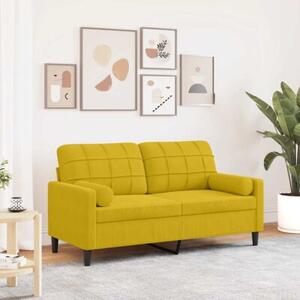 Sofa 2-osobowa z poduszkami, Å¼Ã³Åta, 140 cm, aksamit