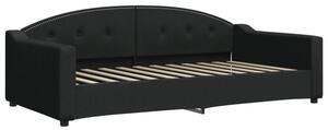 Sofa z funkcją spania, czarna, 100x200 cm, obita tkaniną