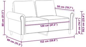 Sofa 2-osobowa, brÄ zowy, 120 cm, tapicerowana aksamitem