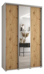 Szafa przesuwna wysoka Davos 3 160, gł. 60 cm biały + artisan + srebrny