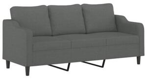 Sofa 3-osobowa z poduszkami, ciemnoszara, 180 cm, tkanina
