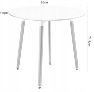 Zestaw stół okrągły KAMI 80cm + 4 krzesła MARK białe