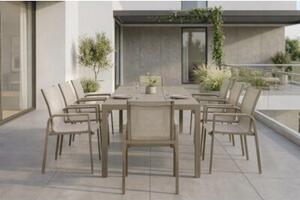 Zestaw mebli ogrodowych balkon stół Allen Pro 190x90 s + 8x krzesło Fuerte taupe