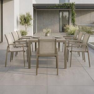 Zestaw mebli ogrodowych balkon stół Allen Pro 190x90 s + 8x krzesło Fuerte taupe