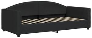 Sofa z funkcją spania, czarna, 90x190 cm, obita tkaniną