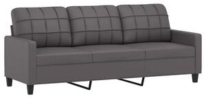 Sofa, 3-osobowa szara, 180 cm, sztuczna skÃ³ra
