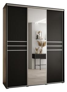 Szafa przesuwna wysoka Davos 11 190, gł. 45 cm czarny + czarny + srebrny