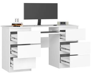 Biurko komputerowe, szuflady, CORE, 135x50x77 cm, biel, mat | TYLETEGOTU
