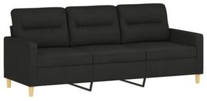 Sofa 3-osobowa z poduszkami, czarna, 180 cm, tkanina