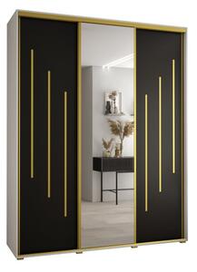 Szafa przesuwna wysoka Davos 9 200, gł. 60 cm biały + czarny + złoty