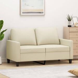 Sofa, 2-osobowa kremowy, 120 cm, sztuczna skÃ³ra