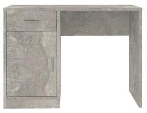 Biurko z szufladą i szafką, szarość betonu, 100x40x73 cm