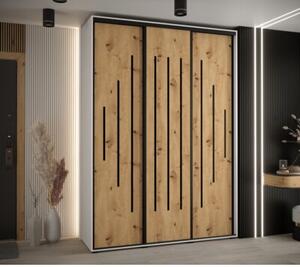 Szafa przesuwna wysoka Davos 12 170, gł. 60 cm biały + artisan + czarny