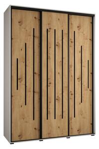 Szafa przesuwna wysoka Davos 12 170, gł. 60 cm biały + artisan + czarny