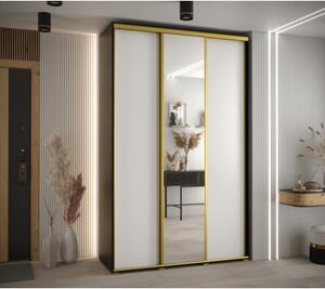 Szafa przesuwna wysoka Davos 3 150, gł. 60 cm czarny + biały + złoty