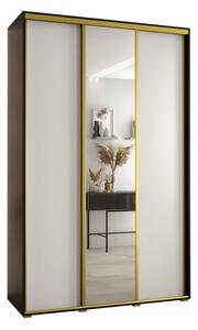 Szafa przesuwna wysoka Davos 3 160, gł. 60 cm czarny + biały + złoty