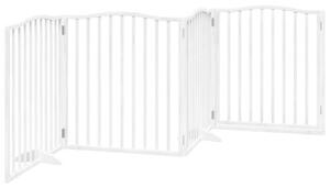 Składana bramka dla psa, z drzwiami, 4 panele, biała, 320 cm