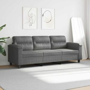 Sofa, 3-osobowa ciemnoszary, 180 cm, tapicerowana mikrofibrÄ
