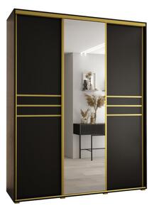 Szafa przesuwna wysoka Davos 11 190, gł. 45 cm czarny + czarny + złoty