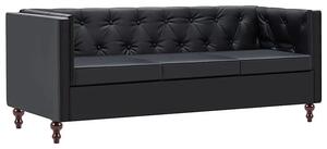 3-osobowa Sofa Majorka w stylu Chesterfield - czarna