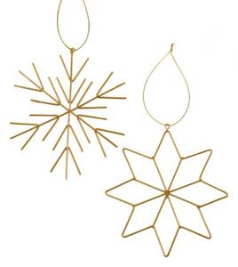Zestaw 2 szt. świątecznych ozdób GOLDEN SNOW metalowe 11,5 cm, złote