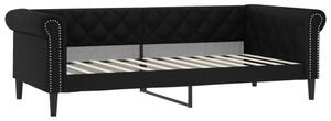 Sofa z funkcją spania, czarna, 80x200 cm, obita sztuczną skórą