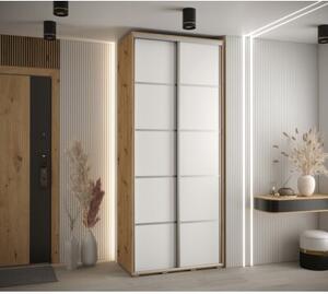 Szafa przesuwna wysoka Davos 4 120, gł. 60 cm artisan + biały + srebrny