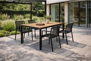 Zestaw mebli ogrodowych balkon stół Allen-ST 130x70W + 4x krzesło KP104-2 czarne