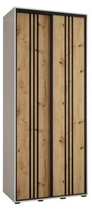 Szafa przesuwna wysoka Davos 6 110, gł. 60 cm biały + artisan + czarny