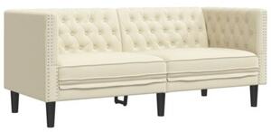 Zestaw 2-cz. wypoczynkowy chesterfield, kremowy, sztuczna skÃ³ra