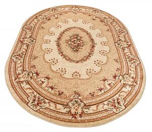 Owalny kremowy dywan w retro stylu P7-M58