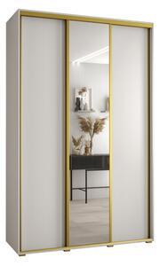 Szafa przesuwna wysoka Davos 3 160, gł. 45 cm biały + biały + złoty